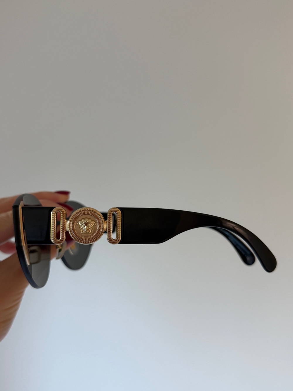 Versace Black Rimless Oversized Shield Sunglasses